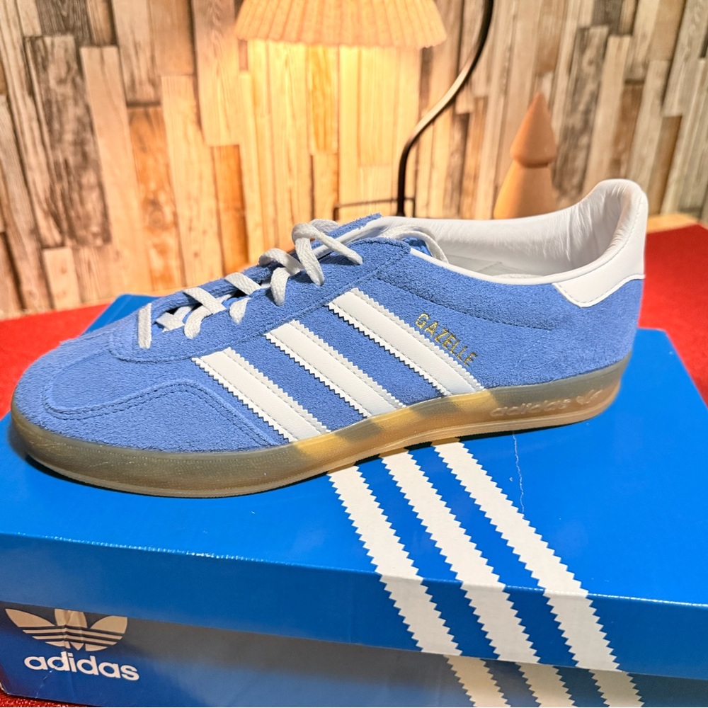 Adidas Gazelle Blue and White Sneakers